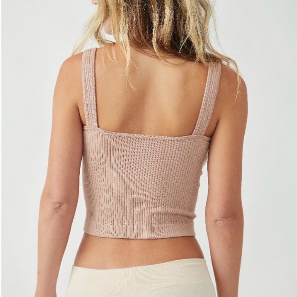 Free People Intimately Solid Rib Brami Size XS / S Almond Beige Nude NWT NEW - Picture 2 of 8
